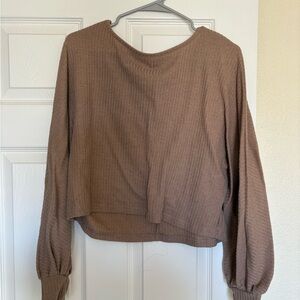 Brown Long Sleeve Women's Top
